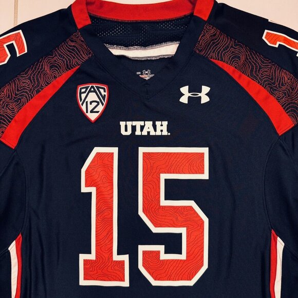 Utah Utes Authentic Heat Gear Under Armour  Blackout Jersey #15 Sz M - Picture 2 of 10